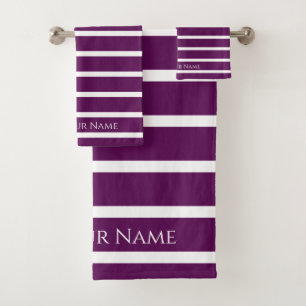 Pum Perfection Eleganter Name & Streifen Badetuch Badhandtuch Set