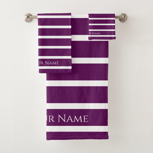 Pum Perfection Eleganter Name & Streifen Badetuch Badhandtuch Set (Insitu)