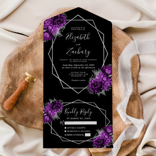 Pum Silver Floral Geometric Black Wedding All In One Einladung