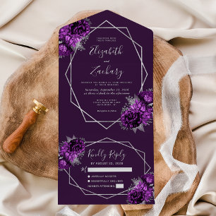 Pum Silver Floral Geometric Pum Wedding All In One Einladung