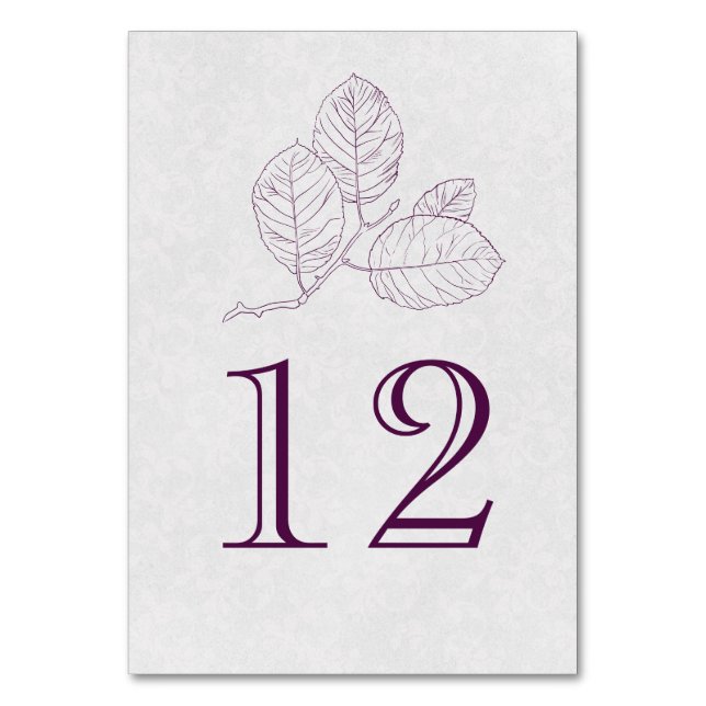 Pum Silver Gray Botanische Kontur Elegante Hochzei Tischnummer (Vorderseite)