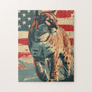 Puma Berglöwe Amerikanische Flagge Vintage