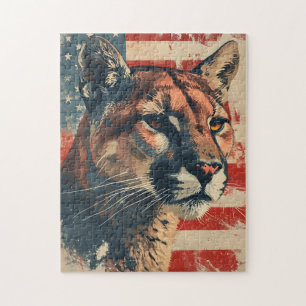 Puma Berglöwe Amerikanische Flagge Vintage