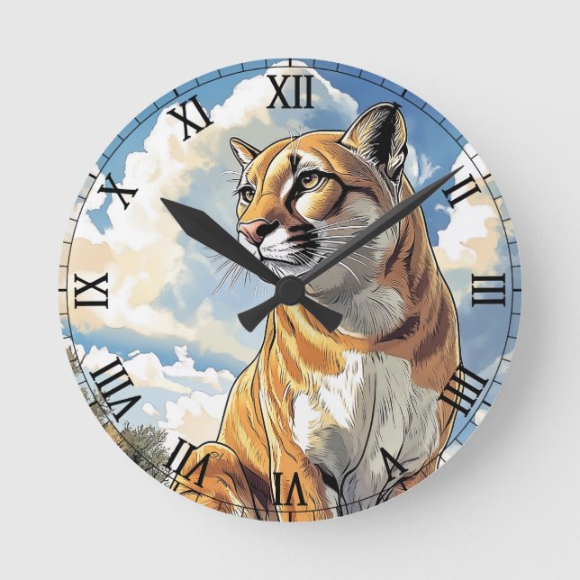 Puma I Cougar Runde Wanduhr (Vorderseite)