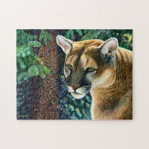 Puma im Wald, Acrylmalerei