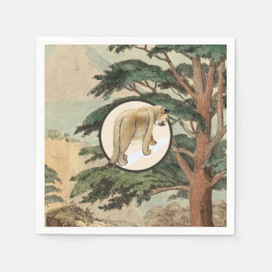 Puma in der natürlicher Lebensraum-Illustration Serviette