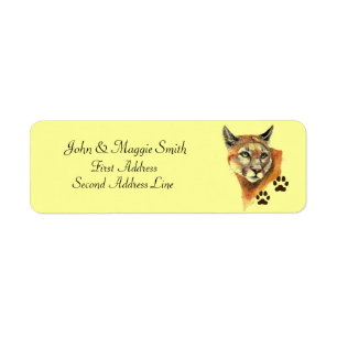 Puma, Mountain Lion, Cougar Tracks Address Label