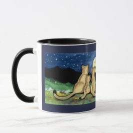 Puma Mountain Lion Family et Moon Designer Mug