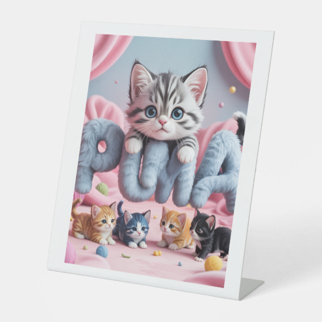 Puma Paws | Cute Kitten Fantasy Artwork Sockelschild (Vorderseite)