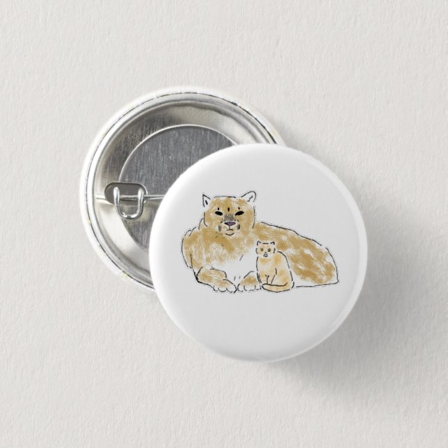 Puma und Kätzchen Tier-Duo-Geschenk Button (Vorne & Hinten)