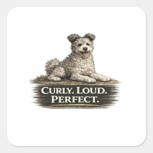 Pumi Hund – Lockiger Lauter Perfekter Quadratischer Aufkleber