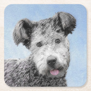 Pumi Painting - Niedliche Original Hunde Kunst Rechteckiger Pappuntersetzer