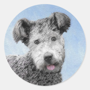 Pumi Painting - Niedliche Original Hunde Kunst Runder Aufkleber