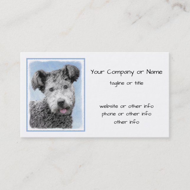 Pumi Painting - Niedliche Original Hunde Kunst Visitenkarte (Vorderseite)