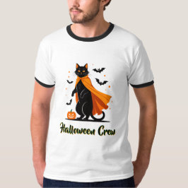 Pumkin Black Cat Halloween T - Shirt