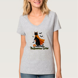 Pumkin Black Cat Halloween T - Shirt