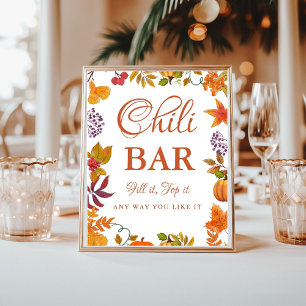 Pumkin Fall Baby Dusche Chili Bar Sign Poster