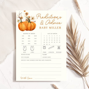 Pumkin Fall Baby Predictions Advice Game Card Einladung