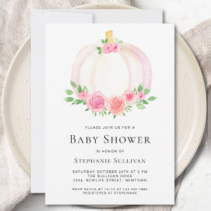 Pumkin Floral Fall Girl's Baby Shower Einladung