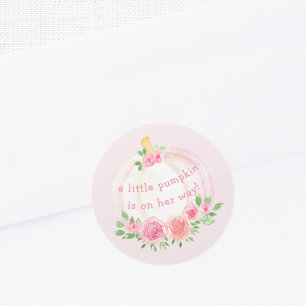 Pumkin Floral Girl's Baby Shower Pink Runder Aufkleber
