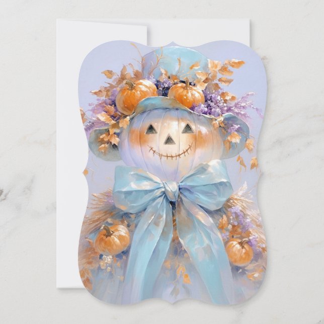 Pumkin Scarecrow Halloween Babydusche Einladung (Rückseite)