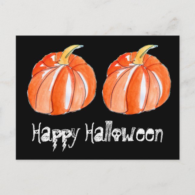 Pumkin schwarz-orange Halloween Thema Postkarte (Vorderseite)