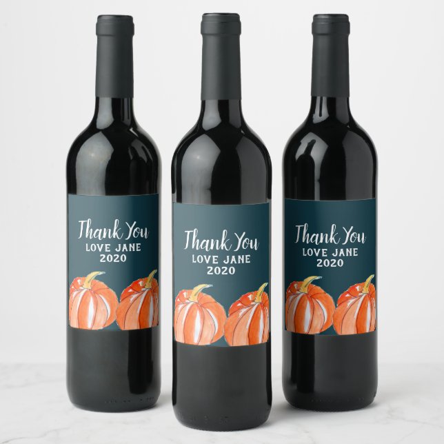 Pumkin schwarz-orange Halloween Thema Weinetikett (Flaschen)