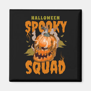 Pumkin Skull Halloween Spooky Squad Graphic Men Magnet