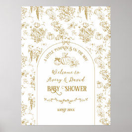 Pumkin Toile Floral Neutral Baby Dusche Willkommen Poster