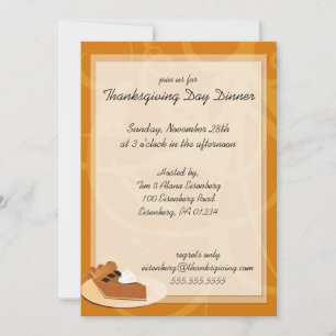 Pumkpin Pie Thanksgiving Day Dîner Invitations