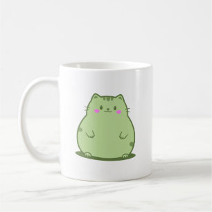 Pummelige Matcha-Grüne Katze Kaffeetasse