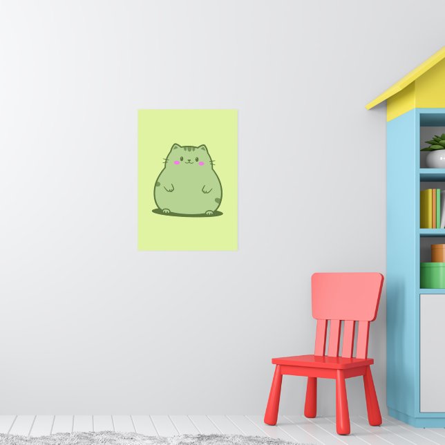 Pummelige Matcha-Grüne Katze Poster (Kinderzimmer 1)