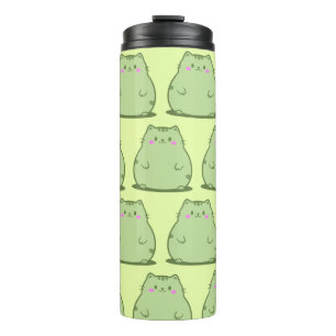 Pummelige Matcha-Grüne Katze Thermosbecher