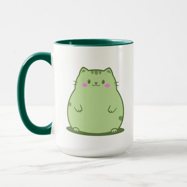Pummelige Matcha-Grüne Kitty Tasse (Links)