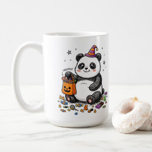 Pummeliger Halloween-Panda mit süßem Bauch & Hexen Kaffeetasse