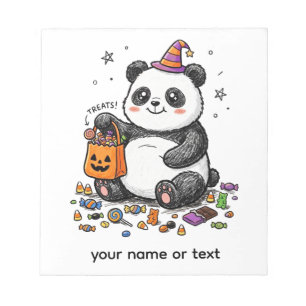 Pummeliger Halloween-Panda mit süßem Bauch & Hexen Notizblock