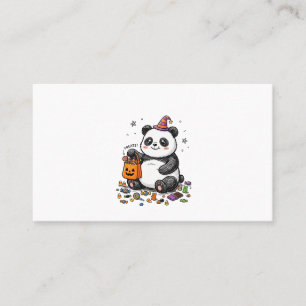 Pummeliger Halloween-Panda mit süßem Bauch & Hexen Visitenkarte