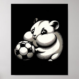 Pummeliger Hamster mit Fußball Ll Cartoon Kawaii Poster