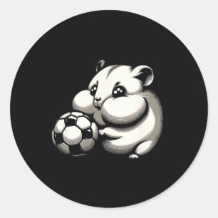 Pummeliger Hamster mit Fußball Ll Cartoon Kawaii Runder Aufkleber