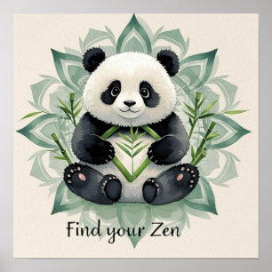 Pummeliger Panda in Lotusposition Zen Poster