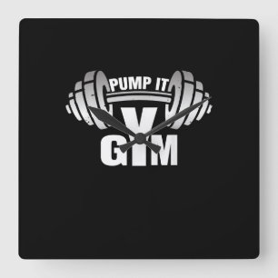 Pump it Ness Gym Sport Motivation Männer Frauen Ki Quadratische Wanduhr