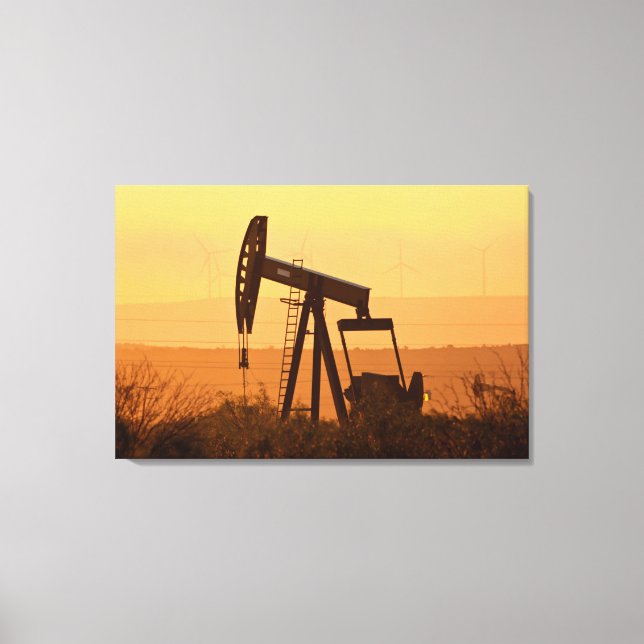 Pump Jack Pumping Oil in West Texas, USA Leinwanddruck (Vorderseite)