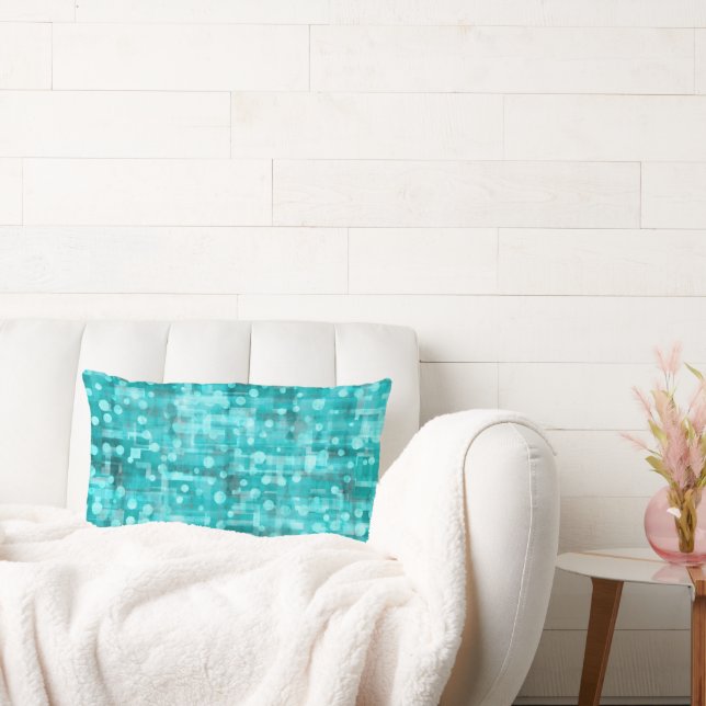 Pumped Up Neon Teal Dots Abstract Throw Pillow Lendenkissen (Liege)