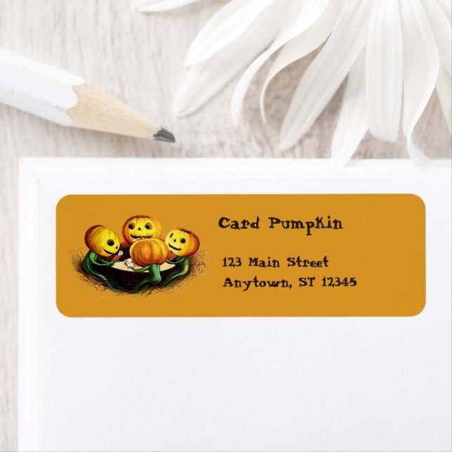 Pumpen auf Karten Halloween Labels Orange (Insitu)