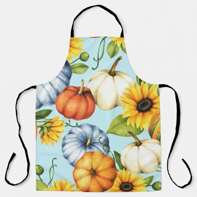 Pumpen, Sonnenblumen, Aquarellbilder Schürze (Vorderseite)