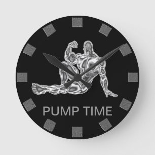Pumpen-Zeit-Bodybuilder-Wanduhr Runde Wanduhr