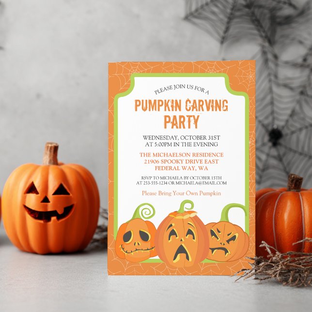 Pumpin Carving Party Halloween Einladung (Pumpkin Carving Party Halloween Invitation)