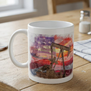 Pumpjack Silhouette Pastellfarben zeichnend amerik Kaffeetasse