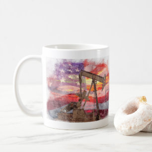 Pumpjack Silhouette Pastellfarben zeichnend amerik Kaffeetasse