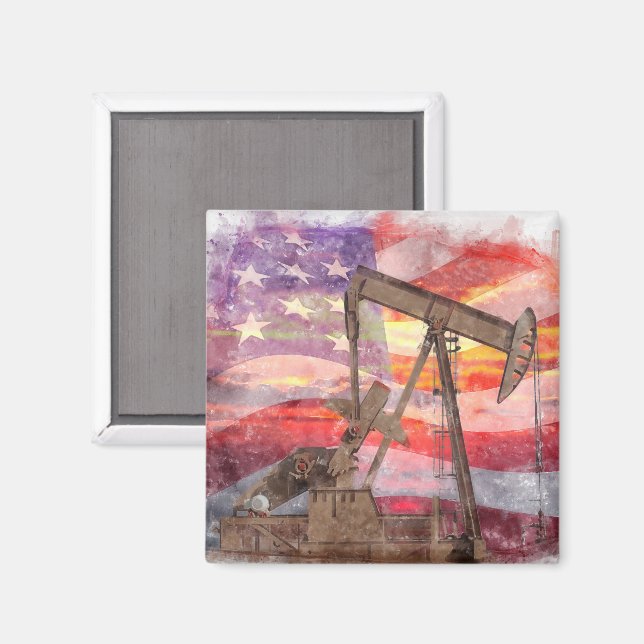 Pumpjack Silhouette Pastellfarben zeichnend amerik Magnet (Vorderseite/Rückseite)